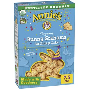 Annie's Organic Birthday Cake Bunny Graham Snacks 7.5 oz 애니의 유기농 생일 케이크 토끼 그레이엄 스낵 7.5온스