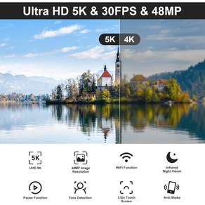 5K 비디오 카메라 캠코더 유튜브용 48MP UHD Wifi IR Night Vision Vlogging 카메라 외장 마이크 렌즈 후드 스태빌라이저 리모컨 배터리 2개