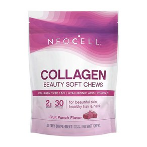 네오셀 뷰티 버스트 콜라젠 타입1&3 히알루론산 +비타민C 후르츠펀치맛 60소프트츄/Collagen 60soft chews, 1개, 60정