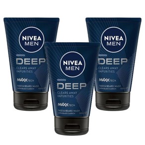 NIVEA 니베아 남성 딥 페이스 워시 Men Deep Face Wash, 3개, 100ml