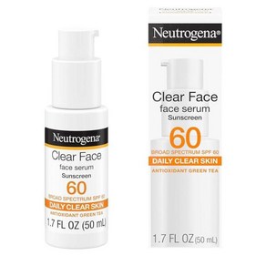 Neutrogena 투명 페이스 세럼 자외선 차단제 녹차 광범위한 스펙트럼 SPF 60 가벼운 UVAUVB 보호를 위한 논