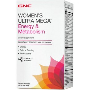 GNC Womens Ulta Mega Enegy and Metabolism Multivitamin fo Women 90 Count fo Inceased Enegy Met, 180 Count (Pack of 1), 180정, 1개