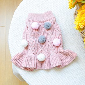 Meatball Wool Skit-pink Pet Clothes Dog Clothing Small Dog Autumn and Winte Wam and Comfotable, Pink, XL, 1개