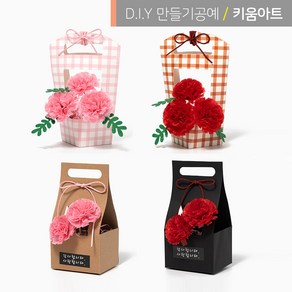 카네이션 꽃바구니 만들기 DIY 세트 어버이날 선물, 블랙, 1개