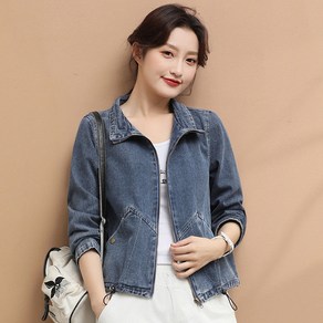 COBOTOR 여자 청자켓 봄 가을 오버핏 데님 자켓 지퍼 상의 women denim jacket JX0969