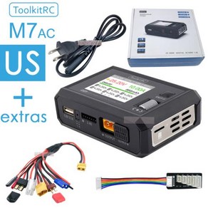 ToolkitRC M7AC 100W AC 300W DC 입력 XT60 XT30 출력 다기능 지원 듀얼 스마트 충전기 신호 테스터 드론 충전, 4) US M7AC extas, 1개