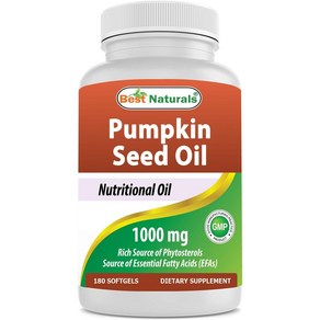 Best Natuals Pumpkin Seed Oil 베스트네츄럴스 호박씨 오일 1000mg 180정, One Colo_One Size, 1개