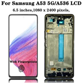 휴대폰 핸드폰 스마트폰 수리 부품 테스트 6.5 인치 슈퍼 AMOLED 디스플레이 삼성 호환 A53 5G A5360 A536B A536F/DS LCD 터치 스크린 디지타이저, 1개, [01] Black With Fame