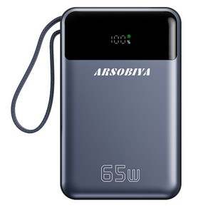 ARSOBIYA 초고속 65W 일체형 보조배터리 PD 대용량 20000mAh 여행용 노트북 C타입 입출력 케이블, T173LP