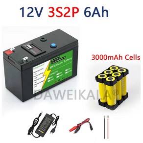 태양 에너지 전기 자동차 LED 조명용 충전식 배터리 팩 12V 리튬 30Ah 18650 3A, 06 12V 3S2P