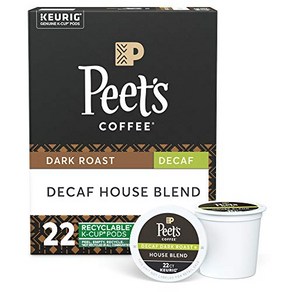 Peets Coffee 다크 로스트 디카페인 커피 K-컵 커피 포드 큐리그 커피 머신용 - 디카페인 하우스 블렌드 32개 K컵 포드 32개 1박스, 없음, 2) Decaf House Blend - 22 Coun, 1개