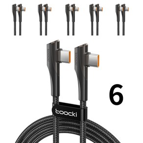 Toocki 90도 듀얼 ㄱ자형 USB-A/C to C타입 480Mbps 초고속 충전케이블, 6개, 2m, CtoC 60W