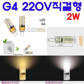 G4 LED 2W 220V형 핀전구/핀조명/핀램프/핀엘이디, 1-2. 백색, 1개