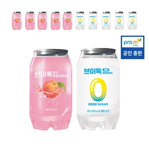 브이톡 2종 혼합 350ml x 12캔(핑크복숭아에이드 제로레몬에이드 각6캔), 12개