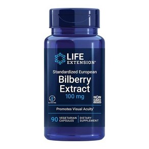 Life Extension 표준화된 유럽 빌베리 추출물 100mg - 눈 및 안구 건강 지, 1개, 90정