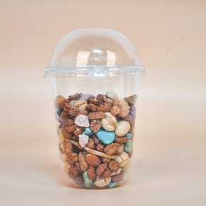 컵과일 내열 투명 디저트컵 450ml 빙수용기 100p + 무타공 돔형뚜껑 100p, 100개