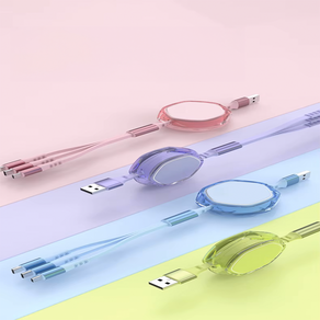 120w USB to C타입 3in1 고속 멀티 충전 릴케이블, 1개, 연두, 1m