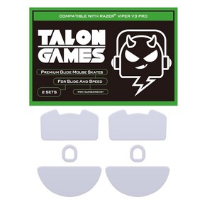 TALONGAMES 둥근 곡선 엣지 마우스 피트 스케이트 2세트 Raze Vipe V3 Po 게이밍 마우스 피트 교체품과 호환 0.8mm 순수 PTFE 소재 매우 부드, 바이퍼 V3 프로용, 바이퍼 V3 프로용