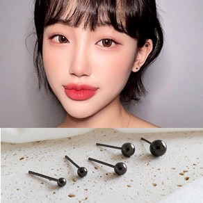 걸핀스 [925silve] 2.5/3/4/5mm 블랙심플 포인트 은귀걸이 sp094