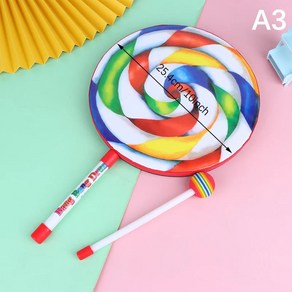 롤리팝 핸드 드럼 타악기 댄스 소품 뮤지컬 교육 보조 기구, 1개, 2.A3