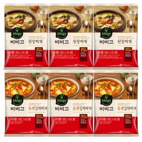 비비고 찌개 2종 6개(두부김치찌개x3개+된장찌개x3개)