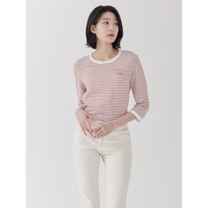 [지센창원]여성 스트라이프 자수 스몰포인트 라운드 7부 티셔츠 3색 LCTSP371