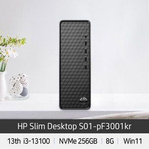 HP 슬림라인 데스크탑 블랙 S01-PF3001KR (i3-13100 Win11home RAM 8GB NVMe 256GB UHD730)