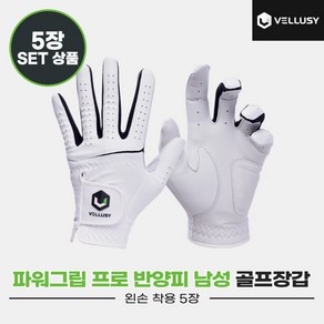 [벨루시정품]2023 벨루시 파워그립 프로 남성(POWER GRIP PRO) 반양피 골프장갑[화이트][남성용왼손착용][5장묶음], 22호, 5개
