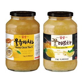 꽃샘 꿀유자차 1kg+꿀레몬차 1kg, 1000g, 2개