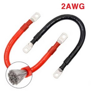 실리콘케이블 / 2AWG / 35SQ / 양쪽 구리터미널 / 7000가닥 구리선 / 전원 케이블 / 적정전류 200A, 1개, 2AWG  레드 30CM