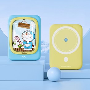 GOYES 도라에몽 캐릭터 보조배터리 대용량 무선충전 20000mAh, 1개, 옐로우