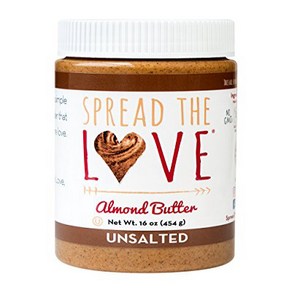 Spead The Love UNSALTED Almond Butte 16 Ounce (All Natual Vegan Gluten-fee Ceamy No added salt No added suga No palm fuit oil Not past, 1개, 454g