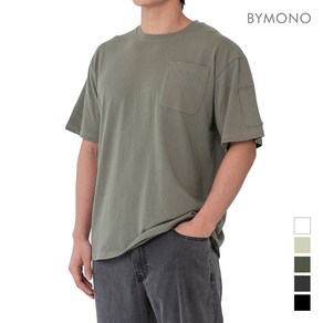 M~6XL 바이모노 PLUS 베이직 포켓 반팔티 남자 20수 면 티셔츠 남성 오버핏 빅사이즈 아이보리 브라운 카키 차콜 블랙 M L XL 2XL 3XL 4XL 5XL 6XL