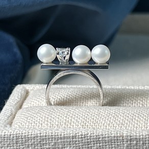 큐빅 트리플 담수진주 실버반지 Cubic Triple Fresh Water Pearl Silver Ring (Silver 925)