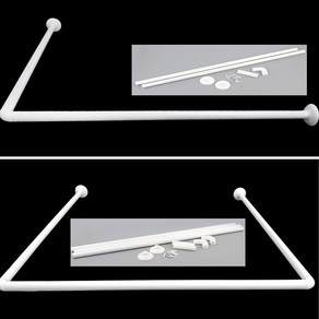 욕실압축봉 코너샤워봉 ㄱ자 곡선커튼봉커텐봉, 3단