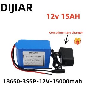 3s5p 12V 15Ah 배터리 팩 18650 리튬 이온 15000mAh DC12.6V 초대형 충전식 BMS 충전기 포함, 1개, 1개