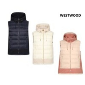 웨스트우드 WESTWOOD 캐주얼한 무드의 여성 다이마루 믹스 후드 베스트 패딩조끼 WM4WCVT636