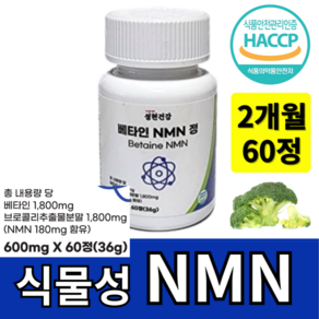 성현건강 100% 식물성 NMN 엔엠엔 nmn 브로콜리 추출물 고함량 식약청 해썹인증 HACCP, 1개, 60정