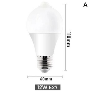 전구 E27 LED 모션 센서 24W 18W 15W 12W 에너지 램프 PIR 라이트 자동 ON/OFF 야간 조명 가정 주차, 1개