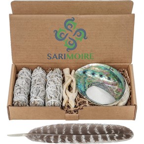 Sage Smudge Kit - White Sage Smudge Sticks - 4in ~ Abalone Shell 5-6in ~ 2in Tipod Stand ~ 9-12in F, 1개, Whitesage_smudgekit