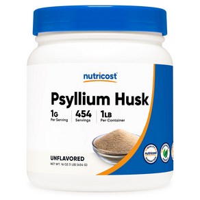 뉴트리코스트 실리엄허스크 차전자피 분말 파우더 대용량 1lb 1개 1서빙 5g 100회분 Psyllium Husk Powde [1 LBS], 500g