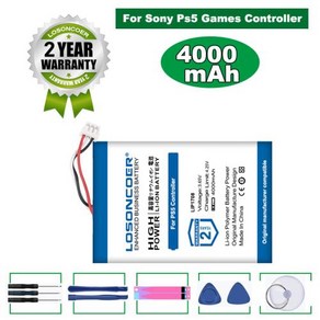 LOSONCOER 4000mAh LIP1708 소니 PS5 컨트롤러 배터리 충전식 리튬 내장 듀얼 센스 게임 컨트롤러용