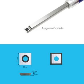 TASP 카바이드 인서트 밀링 커터 11mm 스퀘어 터닝 블레이드 목공 공구 할로우 목재 선반 척 머신 10, 1개