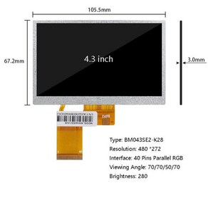 Lattepanda Raspbey Pi 미니 PC용 다기능 LCD 모니터 4.3 인치 800x480 480x272 스크린 디스플레이 FPC 40 핀 직송, 한개옵션1