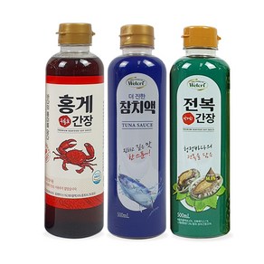 웰크리 홍게간장 500ml 1P + 전복간장 500ml 1P + 참치액 500ml 1P, 3개