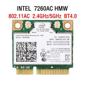 듀얼 밴드 무선 AC 7260 인텔 7260AC 7260HMW 7260HMW 7260AC 하프 미니 PCIe 블루투스 무선 와이파이 867M