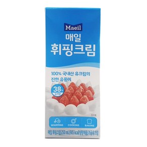 매일휘핑크림 250ml 유지방 38% 무가당 동물성 생크림, 25년2월8일, 1개, 0.25l