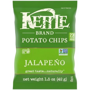 Kettle Band Potato Chips Jalapeno Kettle Chips Snack Bag 주전자 브랜드 감자칩 할라피뇨 주전자 칩 스낵백 1.5온스(24팩, 42g, 24개