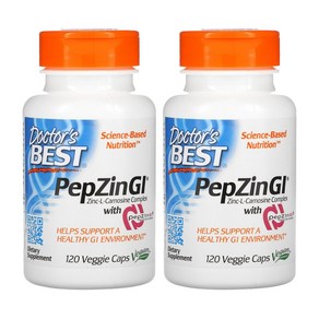 (1+1 기획) 닥터스베스트 PepZin GI 징크 Zinc 카르노신 120베지캡슐 베지테리언 채식주의자 Vegetaian 채식주의 비건 Vegan 베지테리안 아연 펩징글 펩진글, 120정, 2개