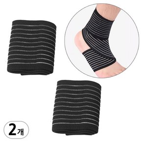 [2개 묶음] (발목 압박 아대 1P+1P=2P) 탄력아대 손목밴드 헬스 요가 벨크로식밴드, 블랙, 2개